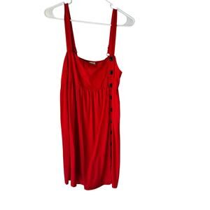 Urban Outfitters Red Sundress Size M Button Front Sleeveless Midi 100% Lyocell